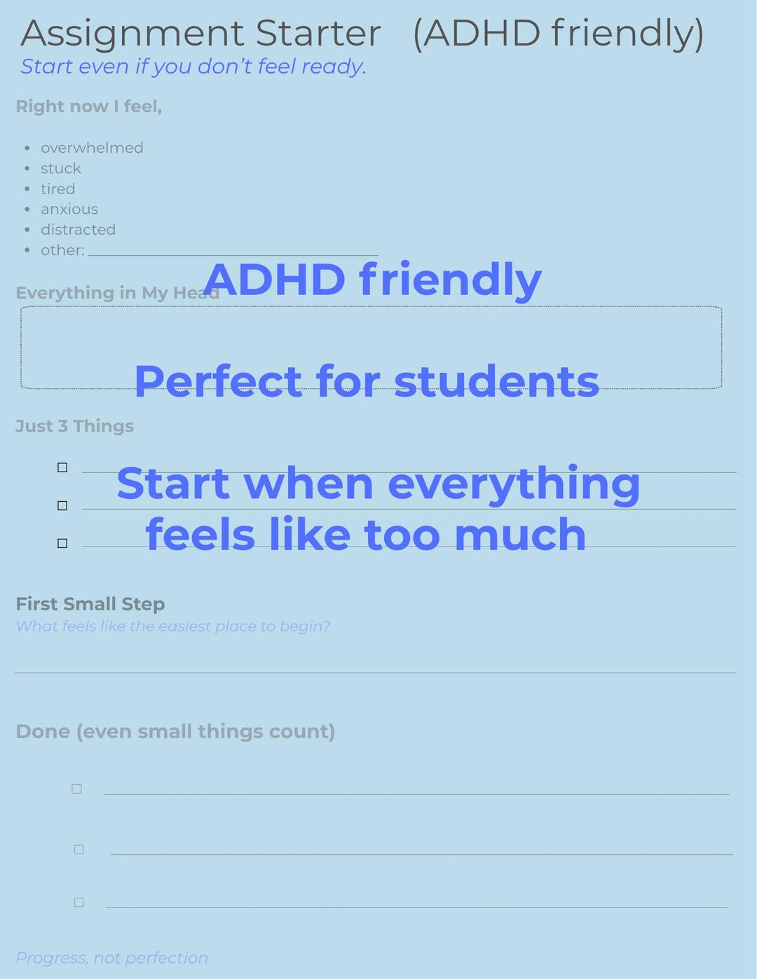 Assignment Starter Printable | Student Planner Sheet | Homework Help ...