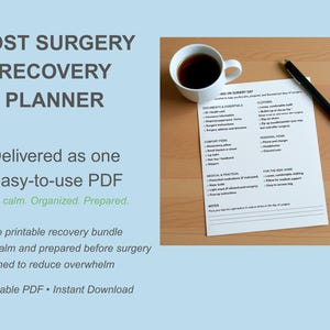 Post Surgery Recovery Planner, Daily Healing Journal (Digital Download)