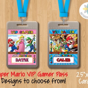 Super Mario Princess Peach VIP Gamer Birthday Lanyard Inserts, Pick
