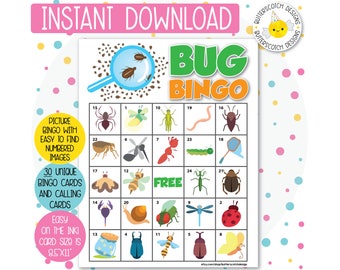 Bug / Insect Printable Bingo Cards (30 Different Cards) - Instant Download