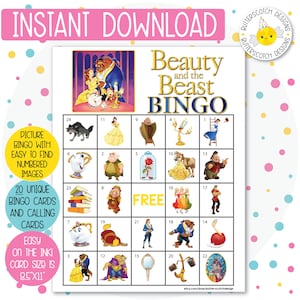 20 cartelle di bingo stampabili di bellezza (20 cartelle diverse) - Download immediato