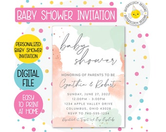 Modern Gender Neutral Co-Ed Baby Shower Invitation - Printable/Digital File