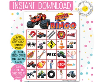 30 Monster Machines Printable Bingo Cards (30 Different Cards) - Instant Download