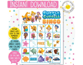 Guppies Printable PDF Bingo Cards (20 Different Cards) - Instant Download