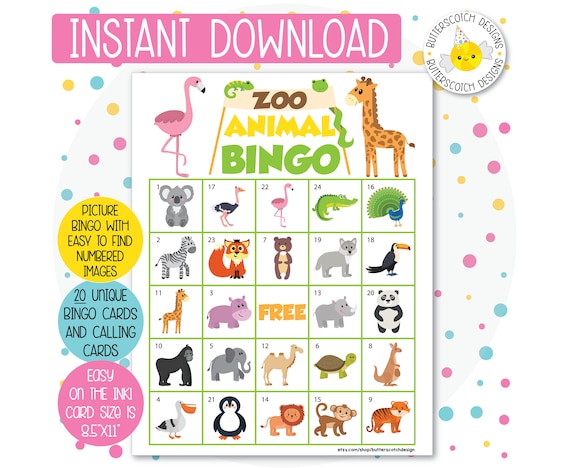 Zoo Safari Animal Bingo Playing cards (20 Alternative Playing cards) - Fast Down load graphic relating to Animal Bingo Printable identify Zoo Safari Animal Bingo Playing cards (20 Substitute Playing cards) - Prompt Obtain