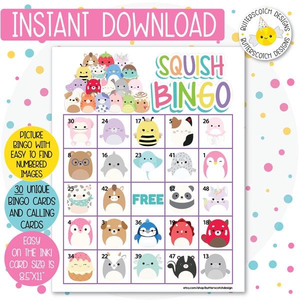 Squishmallow Bingo Printable - Etsy