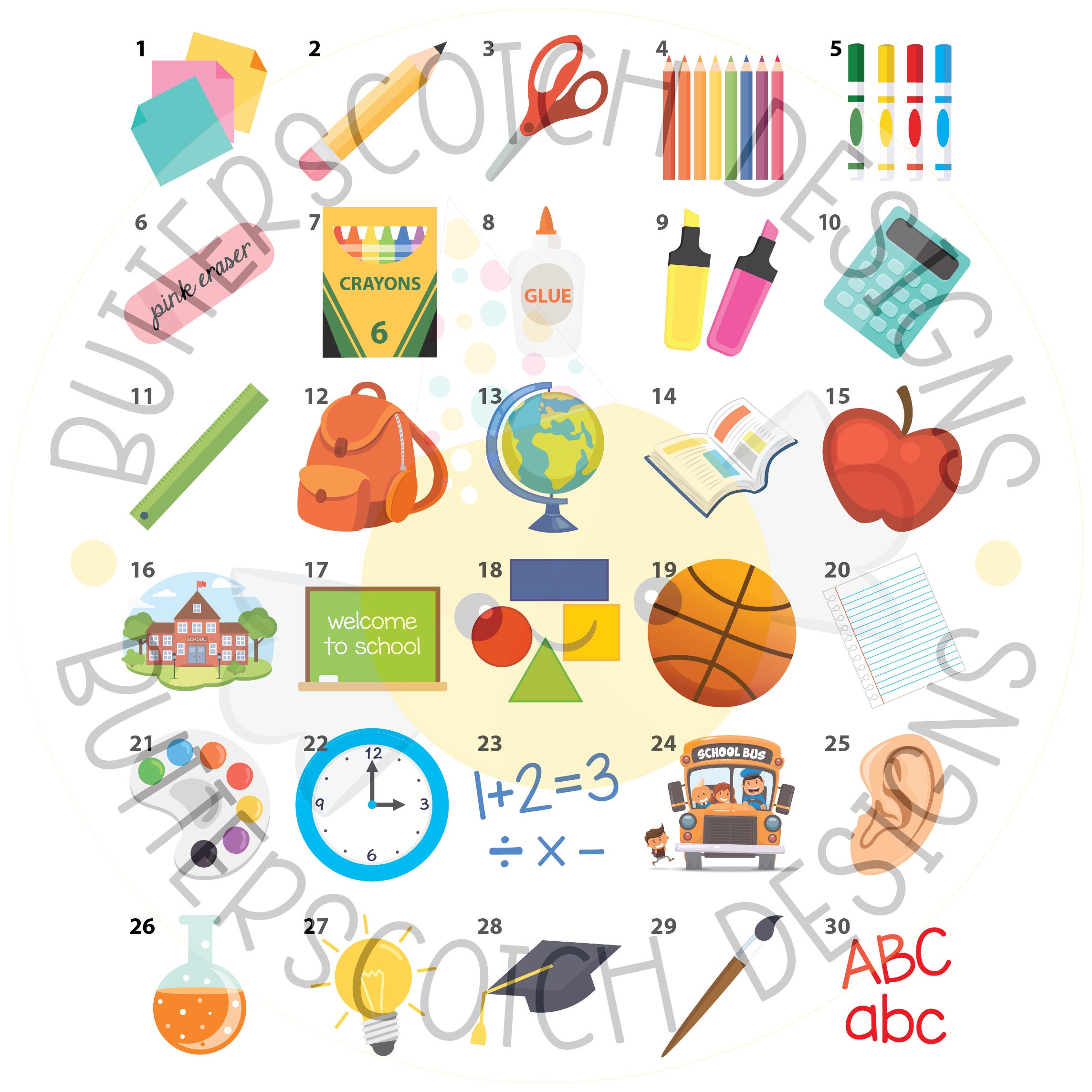 30 School / Back to School Printable Bingo Cards (30 Different Cards ...