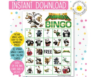 30 Cartões de Bingo Kung Fu para Imprimir (30 Cartões Diferentes) - Download Instantâneo