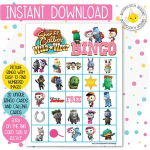 20 Wild West Printable Bingo Cards (20 Different Cards) - Instant Download