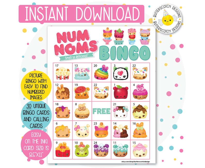 Num Noms Printable Bingo Cards 30 Different Cards Instant Etsy num-noms-printable-bingo-cards-30-different-cards-instant-etsy