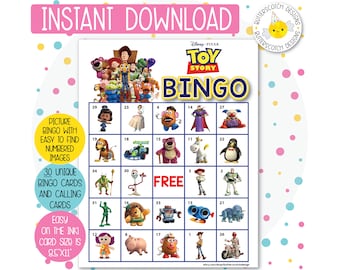 30 Toy Story Printable Bingo Cards (30 Different Cards) - Instant Download