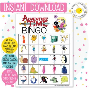 20 Adventure Printable Bingo Cards (20 Different Cards) - Instant Download