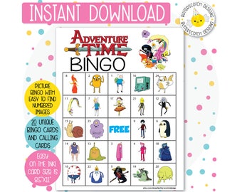 20 Cartones de Bingo de Aventura para Imprimir (20 Cartones Diferentes) - Descarga Instantánea