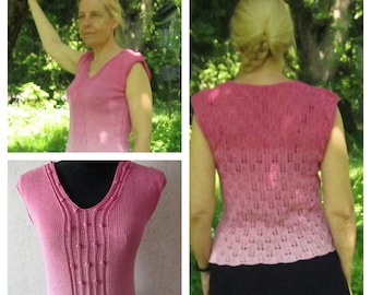 Pink knitted lace lace summer top cotton