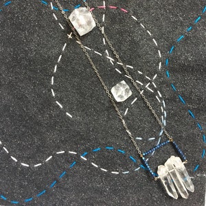 Lunar Eclipse Quartz Cluster Necklace / Quartz Cluster Necklace / Quartz + Hematite Necklace