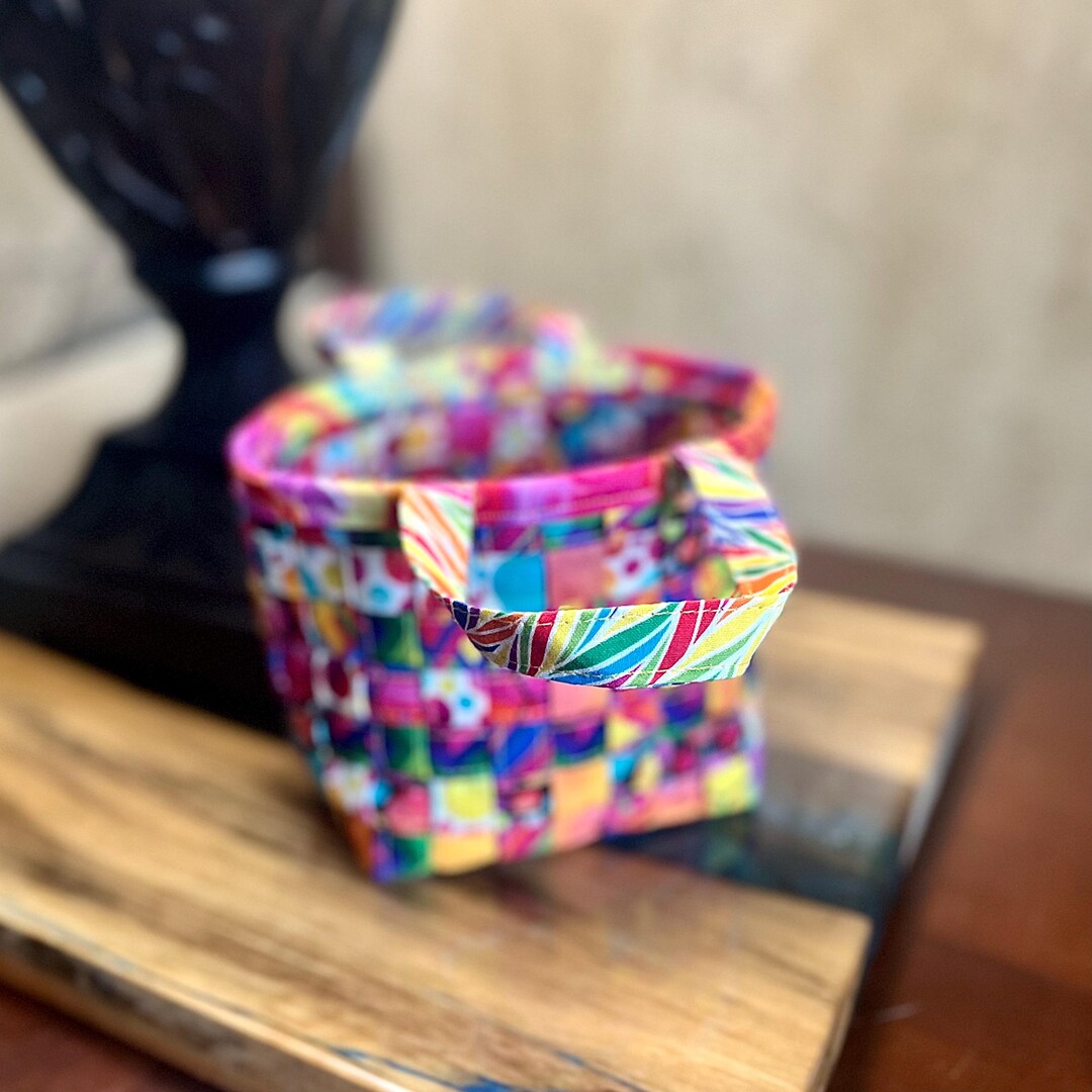 Colorful Neon Print Fabric Basket Weave Mini Tote - Etsy