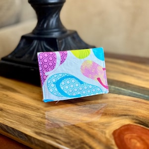 Minitarjetero/billetera con estampado de inundación brillante, billetera de tela hecha a mano