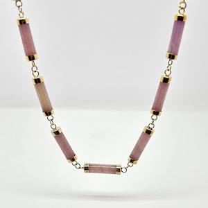 Lavender Jade Necklace: 14k Gold Chinese Clasp, 19 inch