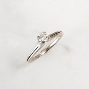 Vintage .20 Carat Diamond Ring: 14k White Gold Solitaire, Size 4.5