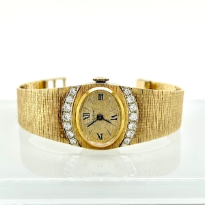 Geneve Watch Ladies, Geneve Watch 14k gold, Gold and Diamond Watch for Women, Small Wrist Watch Gold