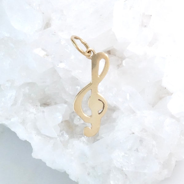 14k Gold Violinschlüssel Anhänger, Musiknote Gold Anhänger, Musik Charm, Violinschlüssel Charm, Musiknote Charm, Musikliebhaber Charm