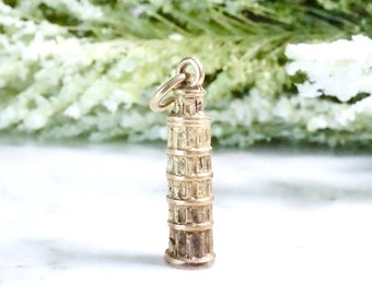Leaning Tower of Pisa Pendant, 18K Gold Italian Charm, Gold Tower of Pisa Charm, Gold Souvenir for Charm Bracelet