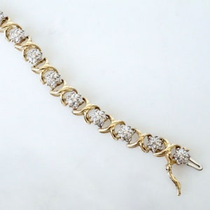 Vintage Diamond Bracelet, Diamond Flower Bracelet, Gold Hugs and