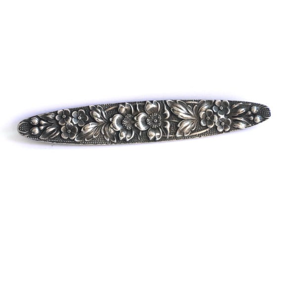 Sterling Silver Stieff Rose Bar Brooch, Flower Bar Pin