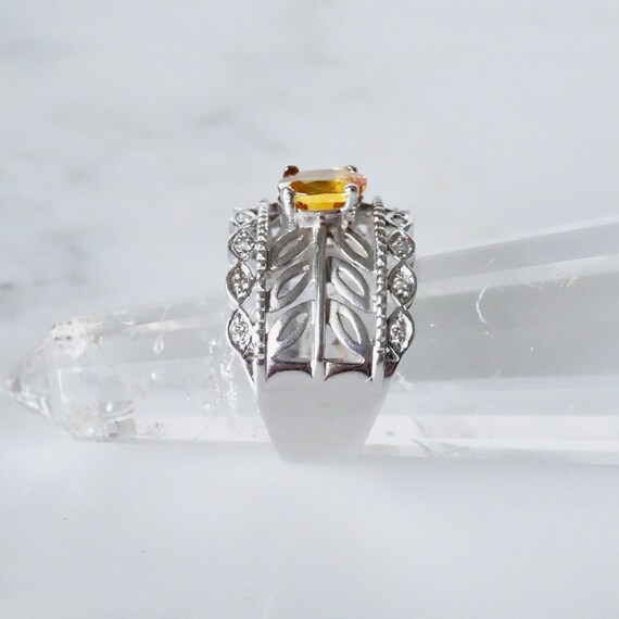 Yellow Sapphire Ring 14k White Gold, Golden Sapph… - image 8