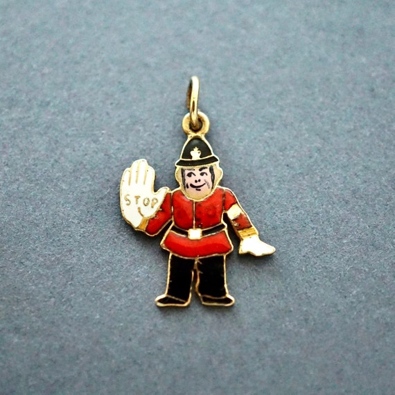 Vintage Enamel Charm 14k gold, English Policeman … - image 2