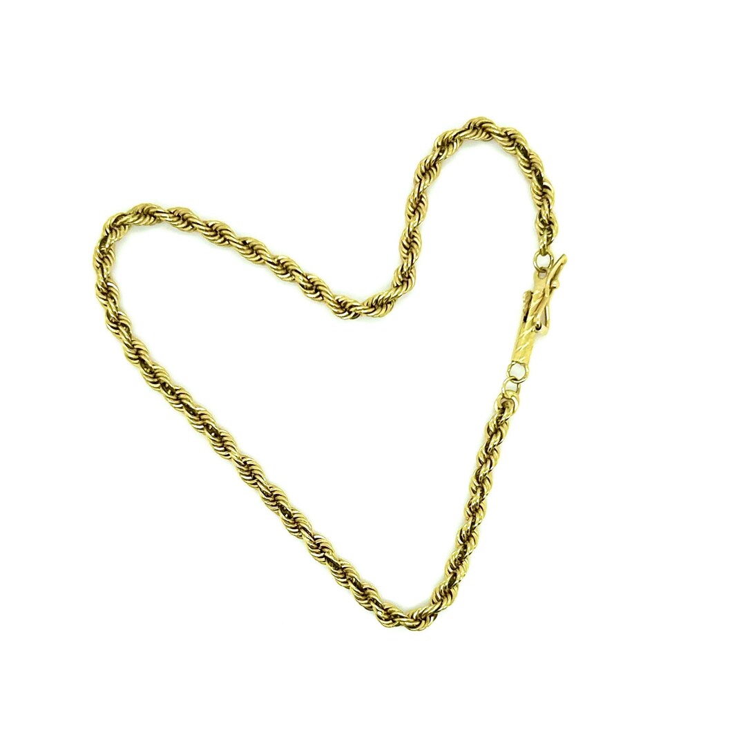 Rope Chain Bracelet, 18k Yellow Gold, 7-inch Long 2.5 Mm Wide - Etsy