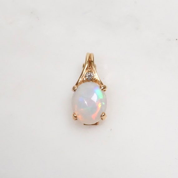 14K Gold Diamond Opal Pendant, 14 karat Opal Enha… - image 6