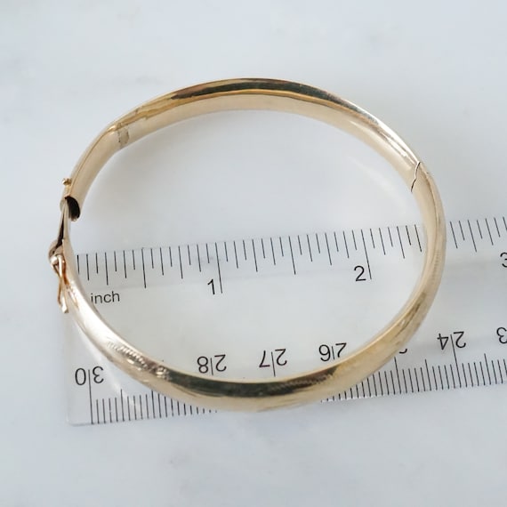 14k Gold Bangle Bracelet, 9 mm Wide Gold Bangle, … - image 7