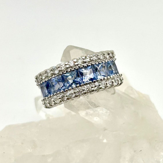 Sapphire Ring, Sapphire Diamond Ring Band, Sapphir