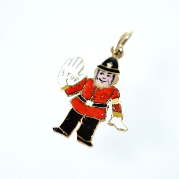 Vintage Enamel Charm 14k gold, English Policeman … - image 6