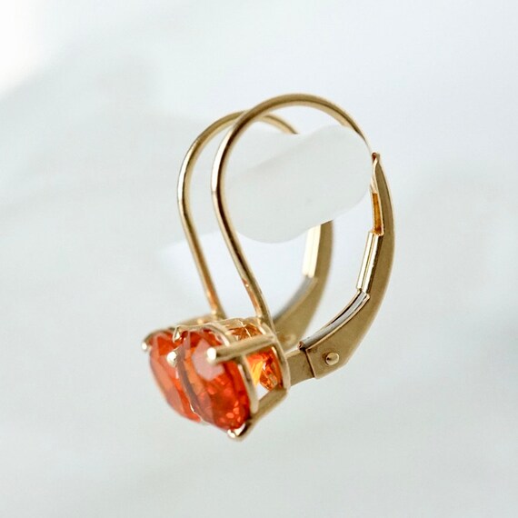 Opal Earrings, Orange Mexican Opal Earrings 14k G… - image 8