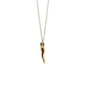 Dainty Italian Cornicello Horn Charm 14k Gold