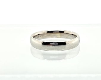 14K White Gold Wedding Band 4mm Comfort Fit Half Round Ring
