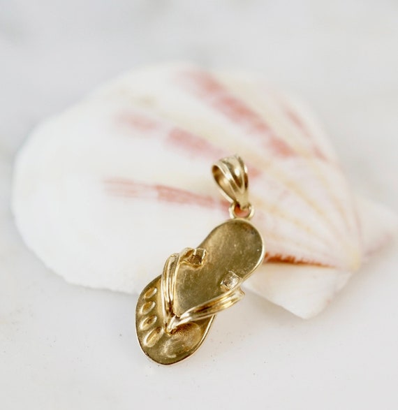 14k Sandal Charm Pendant Vintage Gold Sandal Flip Flop Slipper Etsy
