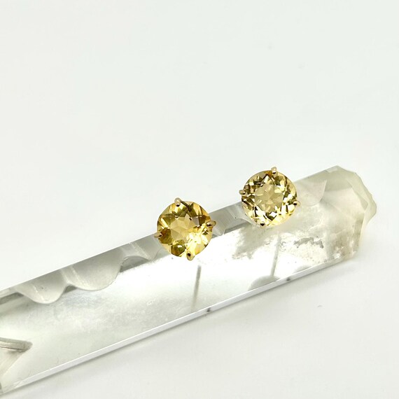 Citrine Stud Earrings, 8mm Citrine Studs in 14k Gold