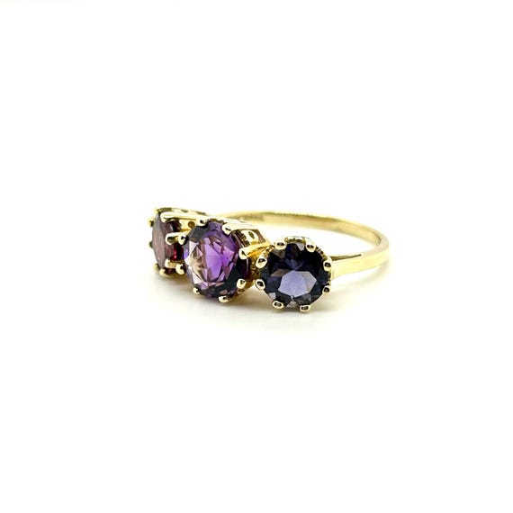 Amethyst Iolite Garnet Ring: Vintage 10k Gold Mul… - image 4
