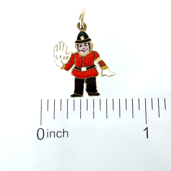 Vintage Enamel Charm 14k gold, English Policeman … - image 5