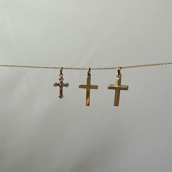 Crucifix Cross Pendant, 14k White and Gold Crucif… - image 8