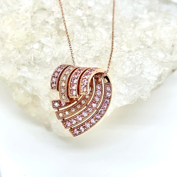 Pink Sapphire Necklace, Sapphire and Diamond Neckl