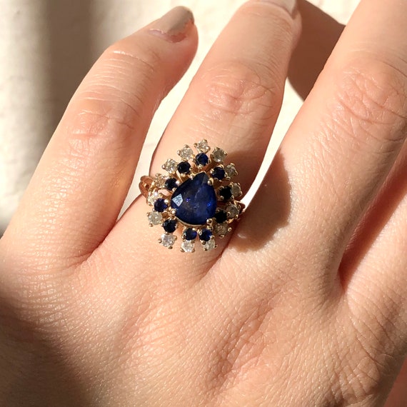 Blue Sapphire Engagement Ring, Sapphire Ring Gold… - image 2