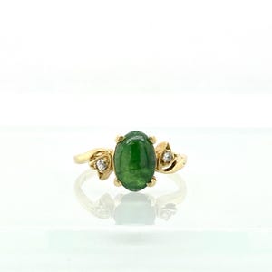 Jade Ring Gold, Vintage Jade Diamond Ring 14k Gold