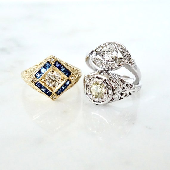 Antique Diamond Engagement Ring, Old European Cut… - image 7