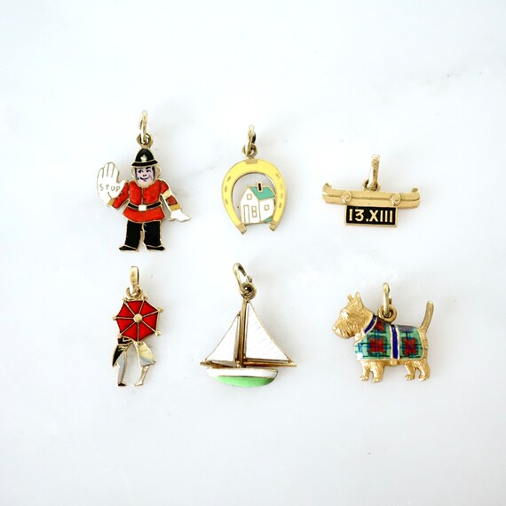 Vintage Enamel Charm 14k gold, English Policeman … - image 8