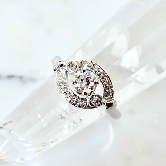 Antique Diamond Engagement Ring, Old European Cut… - image 1