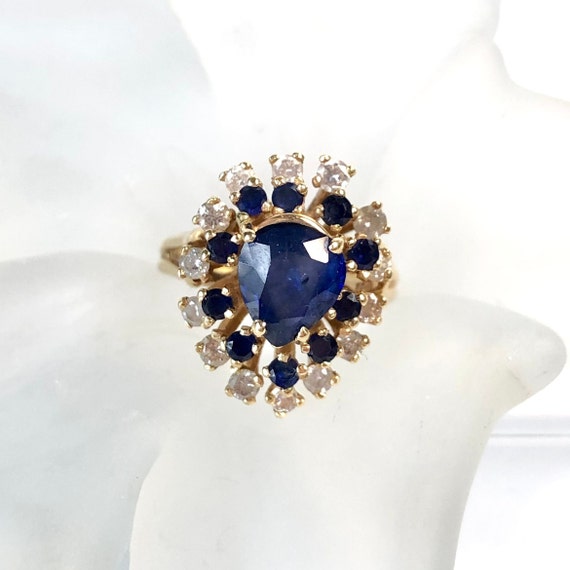 Blue Sapphire Engagement Ring, Sapphire Ring Gold… - image 1